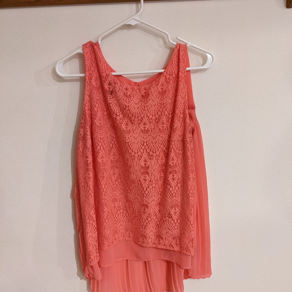 AGB Floral Tank Top in Coral, XL